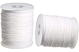 DECEVI 61 Metros de Mecha de Algodón Natural 100% para Velas caseras - Mechas para Velas - Manualidades en casa - Fabricación casera Mechas sin Humo (2x61 Metros)
