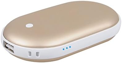 Besteck Rechargeable Hand Warmer &amp; Power Bank 5200mAh USB Portable Pebbles Double-Side Pocket Warmer /Portable Power Bank for iPhone /Samsung Galaxy (Gold)
