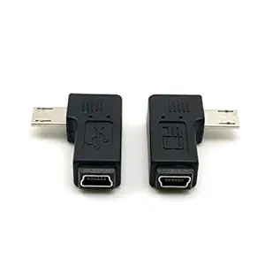 Cy Mini USB Female to Micro USB Male Data Sypc Power Adapter 90 Degree Right Angled Left Angled Mini/F-Micro/M *2PCS