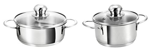 Kopf Mini Topfset Parvus (Edelstahl, 2-teilig, 12 + 14 cm, inkl. Glasdeckel, Induktion) - 2