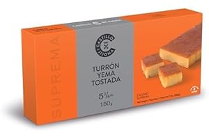 Castillo de Jijona - Turrón de Yema Tostada - Turrón Tradicional - Suave y Cremosa - Sin Gluten - Calidad Suprema - Receta Artesanal - Fabricado en España (Jijona) (250, Gramos)
