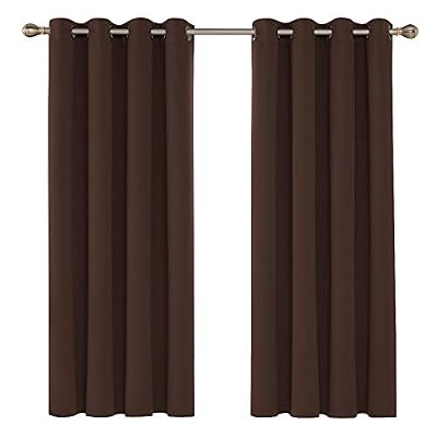 Deconovo Lot de 2 Rideaux Occultants Isolant Thermique Rideau Occultant Oeillet Rideau pour Livingroom 132x160cm Chocolat