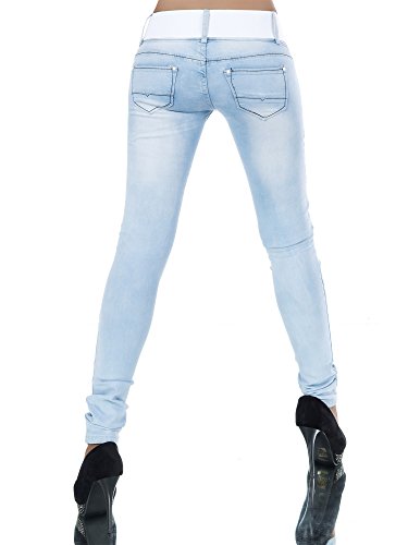L534 Damen Jeans Hose Hüfthose Damenjeans Hüftjeans Röhrenjeans Röhrenhose Röhre, Farben:Blau, Größen:36 (S) - 
