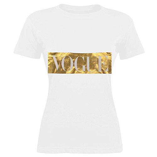 Ladies Women Vogue Slogan Gold Foil Print T-Shirt Tee Tops 8-14