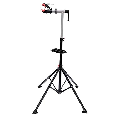 Homcom Pied d'atelier velo reparation support pied de montage pivotant a 360 degres hauteur reglable argent 82