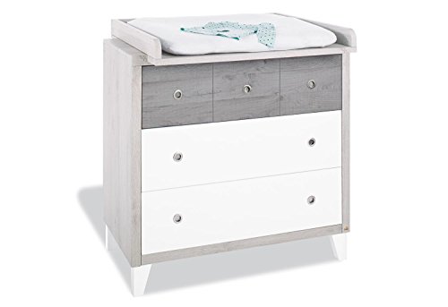 Preisvergleich Produktbild Pinolino 130021B Moderne, Breite Wickelkommode, Wickelfläche, Wickelhöhe, Wickelaufsatz Abnehmbar, MDF, 85 X 75 X 97 cm, uni weiß
