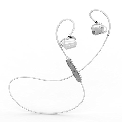 Auriculares Bluetooth Inalámbricos, Cascos Deportivos Auriculares In-Ear con Mic Mano Libre Estéreo para Correr, Compatible con Móvil iPhone Sony Huawei Samsung (GGMM, W710, Blanco)