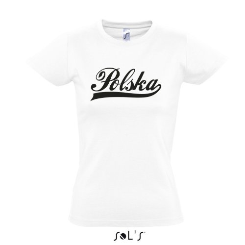 Damen T-Shirt – Polen Oldschool Polska LÄNDERSHIRT EM / WM FAN Trikot S-XXL , White – schwarz , S