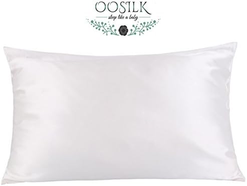 OOSILK 19momme 100% Mulberry Silk Pillowcase for Hair with Cotton Underside Standard 50x75cm, White, 1pc