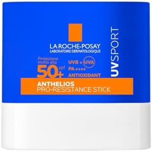 La Roche Posay Anthelios UVSport, Pro-Resistance Stick SPF50+, Per Tutti i Tipi di Pelle, Alta Protezione dai Raggi UV, Resistente al Sudore e All'Acqua, Adatto allo Sport, Con Mexoryl 400, 10ml