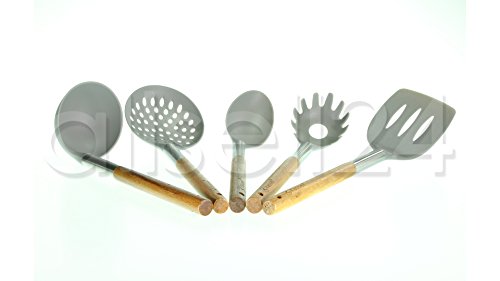 Kassel Küchenhelfer Set, aus Holz, Edelstahl und Kunstoff Kochzubehör Set 5 teilig