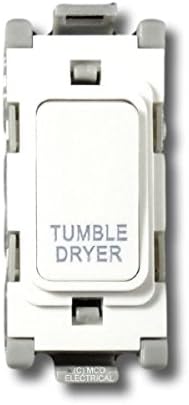 DetaG3555 Grid Switch 20 Amp Double Pole maked 'Tumble Dryer' (White)