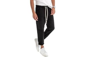 Giosal Pantalone Uomo Jeans Tinta Unita Rotture Elastico Coulisse