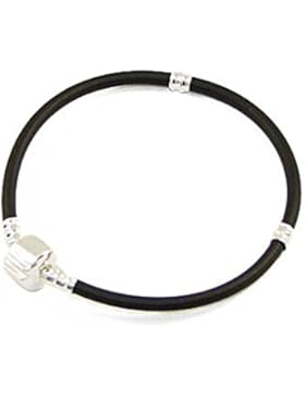 Andante-Stones Silber Kautschuk Armband mit Clipverschluss (17 cm) für European Beads + Organzasäckchen