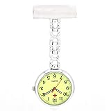 Easy Go Shopping Krankenschwester Revers Pin Watch Clip-on Hängen Medizinische Taschenuhr Männer Frauen Quarz Hängen Doktor Taschenuhren Krankenschwestern Uhr (Farbe : White Shell Luminous Surface)