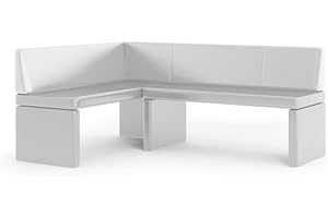 ‎GREKPOL GREKPOL Eckbank Olga Küchenbank Sitzecke Kunstleder pflegeleicht (Weiß Links, 128x168cm)