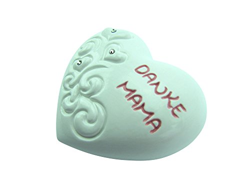 Wunderschönes Deko Herz, DANKE MAMA, MADE WITH SWAROVSKI® ELEMENTS, Deutsche Handarbeit, Weihnachtsgeschenk (weiß glanz rosa) - 4