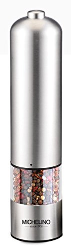 Marapon | Michelino | Gewürzmühle | elektrische Edelstahl Pfeffermühle oder Salzmühle | Keramikmahlwerk