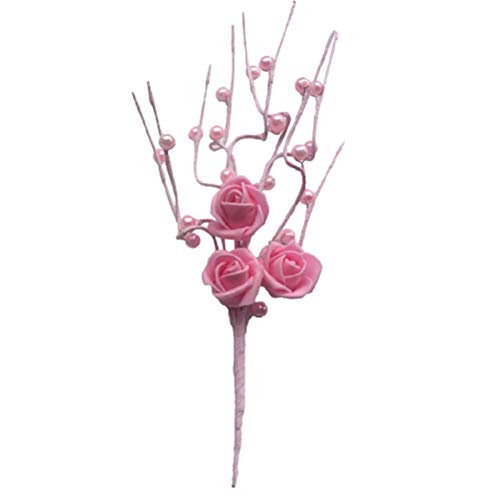 Amosfun 3D Rose Pearl Tree Cake Toppers Malleable Lovely Cake Insert Novelty Cupcake Decor Party Supplies for Baby Shower Birthday Wedding (Pink)