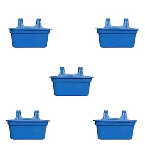 Hanging Railing Planters, Unbreakable Plastic Planters for Home Decor, 13.5Inch, Blue Color (Pack of 5) (All Blue)