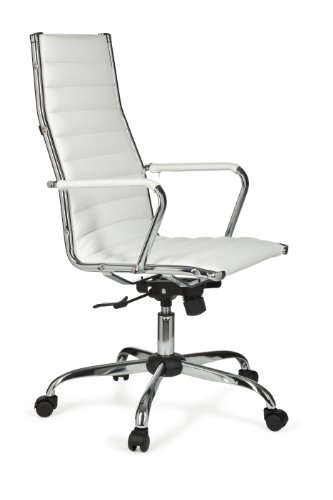AMSTYLE Bürostuhl GENF 1 Bezug Kunstleder Weiß Design Schreibtischstuhl XXL 110kg Chefsessel höhenverstellbar Drehstuhl ergonomisch mit Armlehnen Rücken-Lehne Wippfunktion verstellbar Schalensitz hoch - 