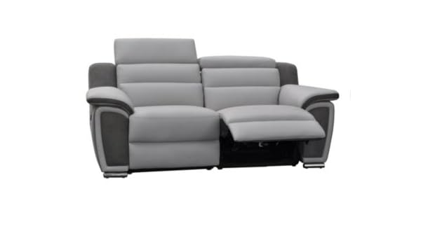 Canape 2 Places 2 Relax Electrique Wow Cuir Micro Gris Clair