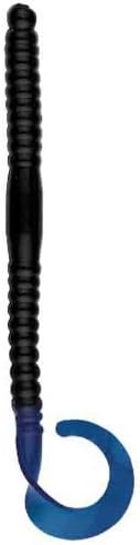 Bass Assassin Worm-15 Per Bag (Black/Blue Tail, 6-Inch)