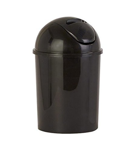 Sanwood 1006925 Bad-Abfalleimer Coppa mit Schwingdeckel Kosmetikeimer 5 L, Kunststoff, schwarz, 19 x 19 x 31 cm