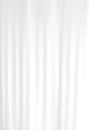 Luxxur PLUS White Satin Stripe Polyester Fabric Shower Curtain With heavier 50g Weighted Hem &amp; Rustproof Eyelets Size 180cm wide x 220cm long