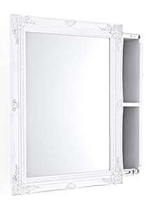 Amazon.de: Spiegelschrank mit Schiebetür MDF-Holz Weiß 80 x 60 x 17 cm