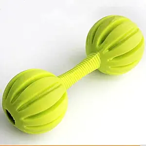 Emily Pets Colorfull Dumbbell Shaped Chewing Teeth Cleaning Rubber Toy for Dog Puppies with Bells (Yellow)