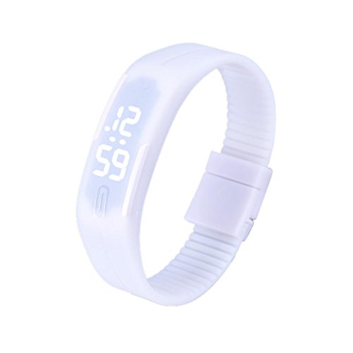 Fulltime Herren LED Digital Display-Armband-Armbanduhr Tag / Datum, Silikon-Band Super Slim-Sport-Uhr, wasserfest , weie LED-Licht, 220mm Armband ,Wei