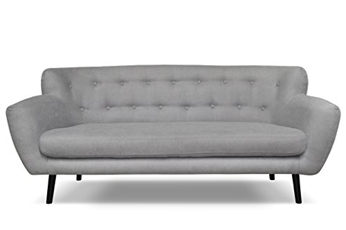 Cosmopolitan Design Canapé 3 Places Fixé Lin Gris Clair