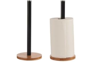 BUYLUX Portarrollos Papel Cocina | Soporte Porta Rollo Papel de Cocina de Acero Inoxidable y Madera de Bambú | Portarollos de Diseño y Decoracion | Accesorios y Utensilios de Cocina | Kitchen Organizer