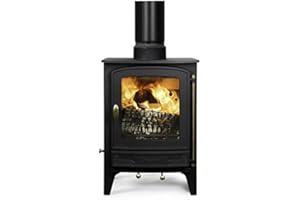 Mazona Warwick Multi Wood & Fuel Fireplace - 4kW | Freestanding Steel Wood Burner & Smokeless Fuel Burning Stove Heater with Airwash System | Eco Emissions, DERFA Approved | Matte Black