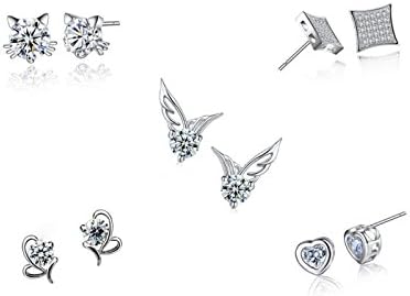 RSCD Women's Wings Earrings Ladies Shine Earrings Girl Sunflowers Stud AAA Cubic Zirconia Trendy Party Jewelry Fashion Gifts,PictureCombinationA
