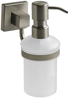Bisk NORD Range, Brushed Nickel Soap Dispenser, Frosted Safety Glass, 7x11x17cm, Bronze, 11 x 17 x 7 cm