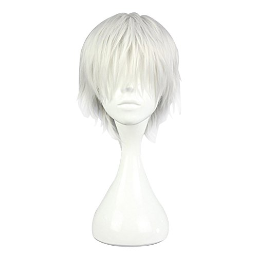 Coaplay Tokyo Ghoul Anime White Wig Jin Muyan + Free Wig Cap + Wig Cap