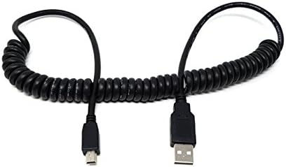 MainCore 2m Coiled USB to Mini USB Cable for Car GPS(Sat Nav), Video Dash Cam, Digital Cameras, MP3 players, Voice Recorders, Musical Instruments, Car Video Recorders / Support Charging and Data Transfer / (Available in 0.25m, 0.50m, 1m, 1.8m, 2m, 3m, 5m) (2m)