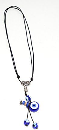 Cypriot Handmade Evil Eye Perfume Bottle Necklace With Two Glass Evil Eye Bead Tassel