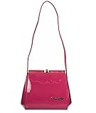 vintage Handtasche aus pinkem Lack, Dancing Days Logo an Vorderseite