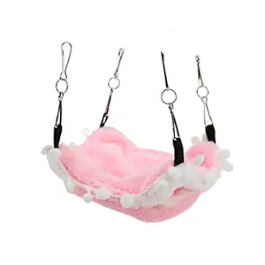 Pet Hammock, Easy to Clean Plush Soft Pink Skin Friendly Small Animal Hanging Hammock for Rat Sugar(S, Girl Fan)