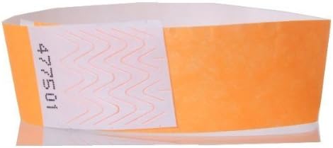 250 pack Paper like Tyvek security Wristbands, disposable with tamper proof peel and seal system (Orange, 19mm x 254mm)