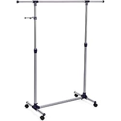 SONGMICS Portant Penderie à vêtement hauteur et largeur réglables avec roulettes et Crochets Patères LLR01L
