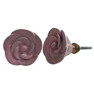 4 Pieces Dresser Knobs | Ceramic Handle for Wardrobe and Drawers | Blue Dresser Knobs Girls Room | Rose Flower Shape Wardrobe Drawer Pull | 5.08 cm Knobs