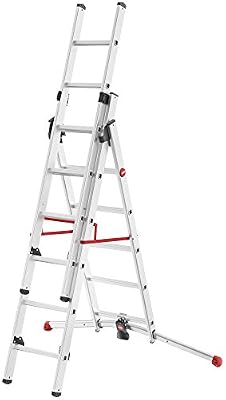 Hailo 9306-507 profilot échelle combinée en aluminium, 3 pièces, échelons : 2 x 6 Plus 1 x 5