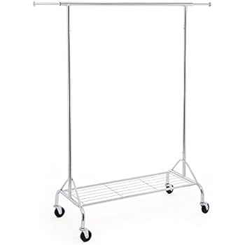 Songmics Schwerlast Metall Kleiderständer mit Schuhablage auf Rädern