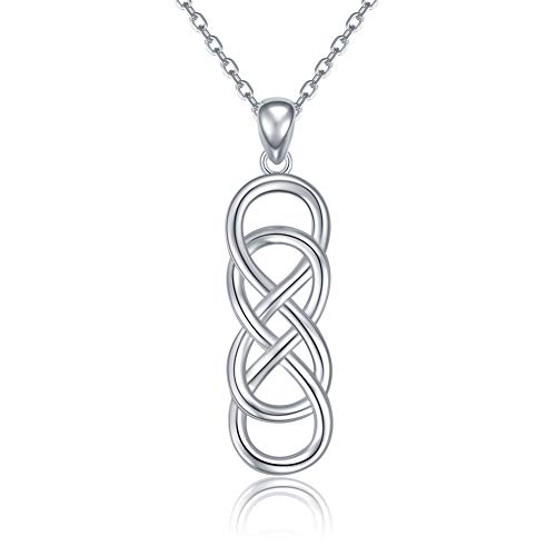 Apotie 925 sterling silver infinity celtic knot charm jewelry pendant necklaces white gold for women and best friends