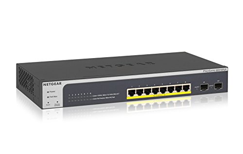 Netgear GS510TLP-100EUS 8-Port PoE Plus Gigabit Smart Managed Switch mit 2 SFP schwarz