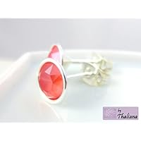 glitzernde Ohrstecker LEUCHTENDE KORALLE hochwertig versilbert edel